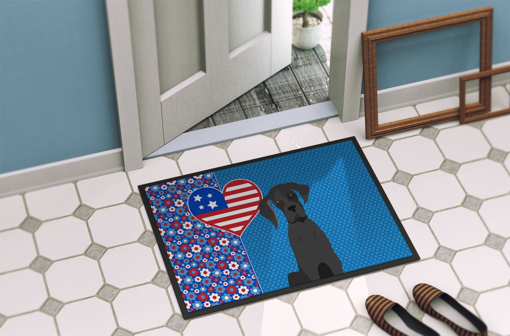 Black Great Dane Indoor or Outdoor Mat 24x36 36 in x 24 in