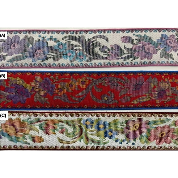 2-1/4" Floral Jacquard Woven Tapestry Webbing Ribbon Trim - 5 Continuous Yards!