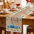 thumbnail image 5 of Pink Plaid Easter Table Runner - 70 Inch Long Blue Truck Spring Floral Bunny Wooden Cotton and Linen Blended Dress Scarves Farmhouse Table Runner for Kitchen Dining, Coffee Table, 13" x 70", 5 of 8