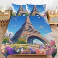 thumbnail image 6 of 3 Pcs Soft Bedding Set, Includes 1 Duvet Cover with Zipper And 2 Pillow,Shams Eiffel Tower Full(79"×90"), 6 of 8
