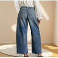 thumbnail image 4 of FRSASU Women's Wide Leg Jeans Casual High Waisted Stretchy Baggy Loose Long Trouser Jeans with Pockets Dark Blue, 4 of 8
