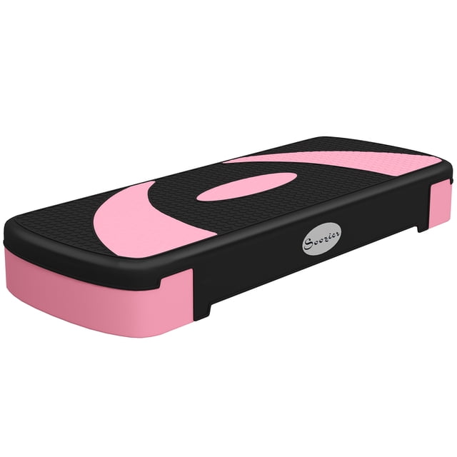 CoSoTower Adjustable Aerobic Stepper, Exercise Step Platform, Step Exercise Trainer, Workout Fitness Yoga Risers, 4"-6"-8", Pink