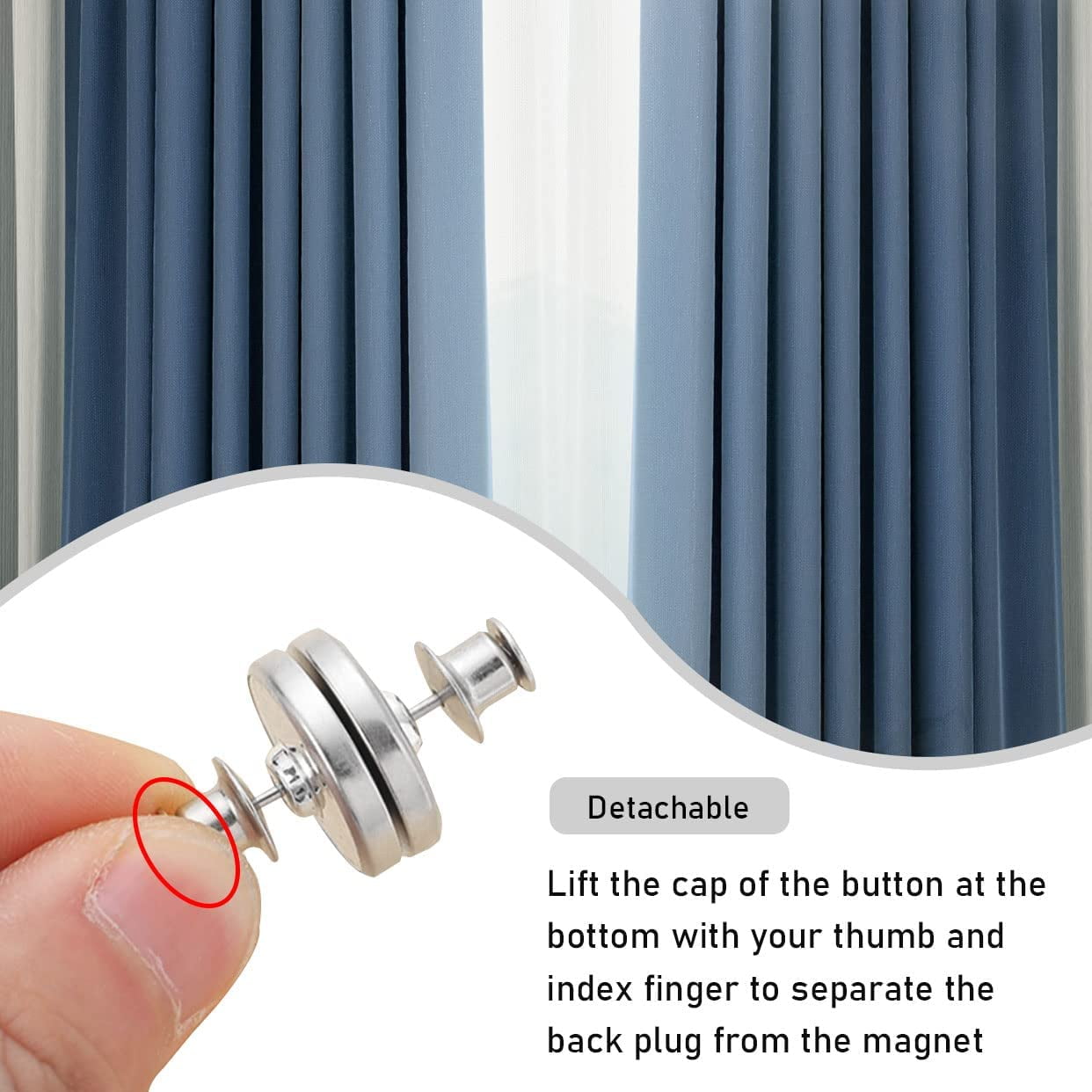 2/5/10 Pairs Curtain Magnets Closure, Curtain Weights Magnets With Back  Tack To Prevent Lights From Leaking, Curtain Magnetic Holdback Button,  Curtain Buckle, For Home Bedroom Office Curtain Draperies