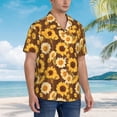 thumbnail image 5 of Balery Vintage Wood Grain Sunflower A Print Men's Hawaiian Shirts Short Sleeve Beach Shirt Relaxed Fit Vacation Button Down Shirts-3X-Large, 5 of 9