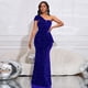 thumbnail image 2 of Vestido largo Cololura para mujer con lentejuelas en un solo hombro, azul, 2 of 9