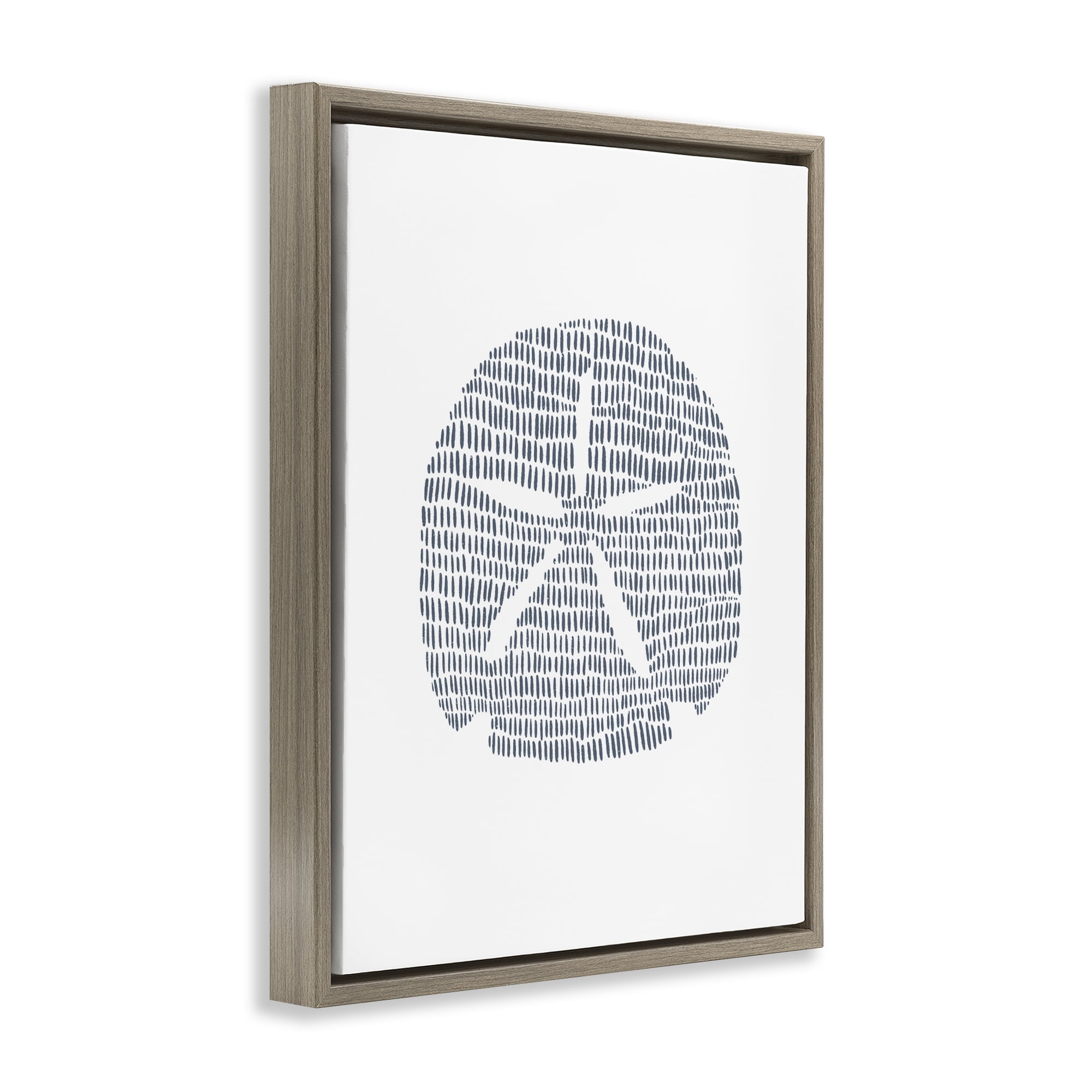 Stupell Industries Minimal Sand Dollar Coastal Painting Brown Floater Framed Canvas Art Print Wall Art, 17 x 21