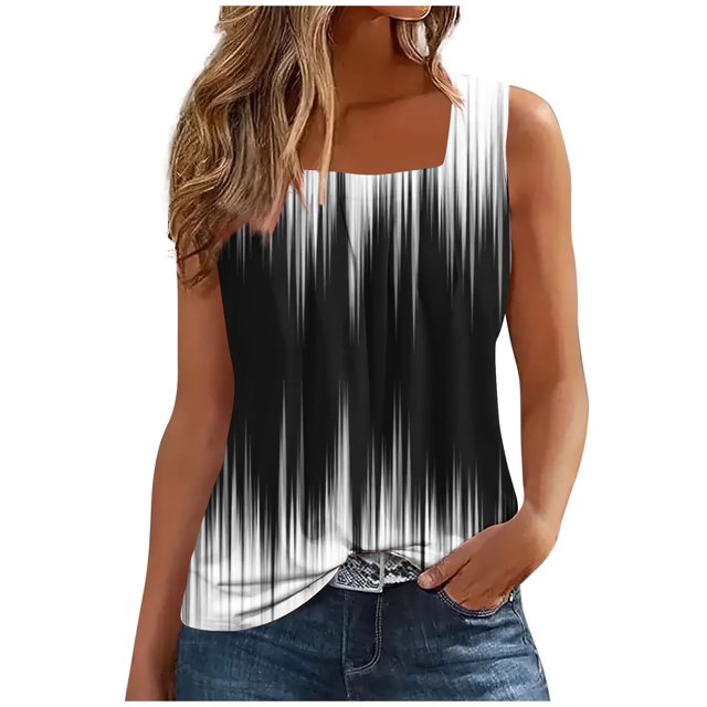 Sleeveless Tops for Women,Tops for Women,Womens Pinted Sleeveless T-Shirt Loose Top,T-Shirts for Women,Womens Sleeveless Tops