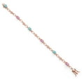 thumbnail image 2 of Gem Stone King 18K Rose Gold Plated Silver Blue Apatite and Pink Sapphire and Round White Lab Grown Diamond Tennis Bracelet for Women (3.41 Cttw, Gemstone Birthstone, Oval 6X4MM, 7.25 inches), 2 of 4