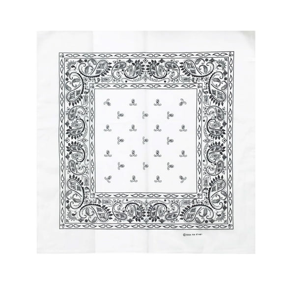 Unisex 100% Cotton Multi-Purpose Bandana Head Wrap Multi-Packs, White, 12 Pieces