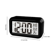 Nkmbld Alarm Clock Upgraded Digital 4.3in LED Display with Temperature Larger Lound Light Control Portable Snooze Calendar Brightness with Battery Powered Alarm Clock