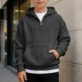 thumbnail image 2 of MUXiin Boys Quarter Zip Hoodies - Waffle Knit Kids Long Sleeve Hooded Sweatshirts Teens Casual Collared Tops Fall Ribbed Sweatshirts Fashion Clothing, 2 of 4
