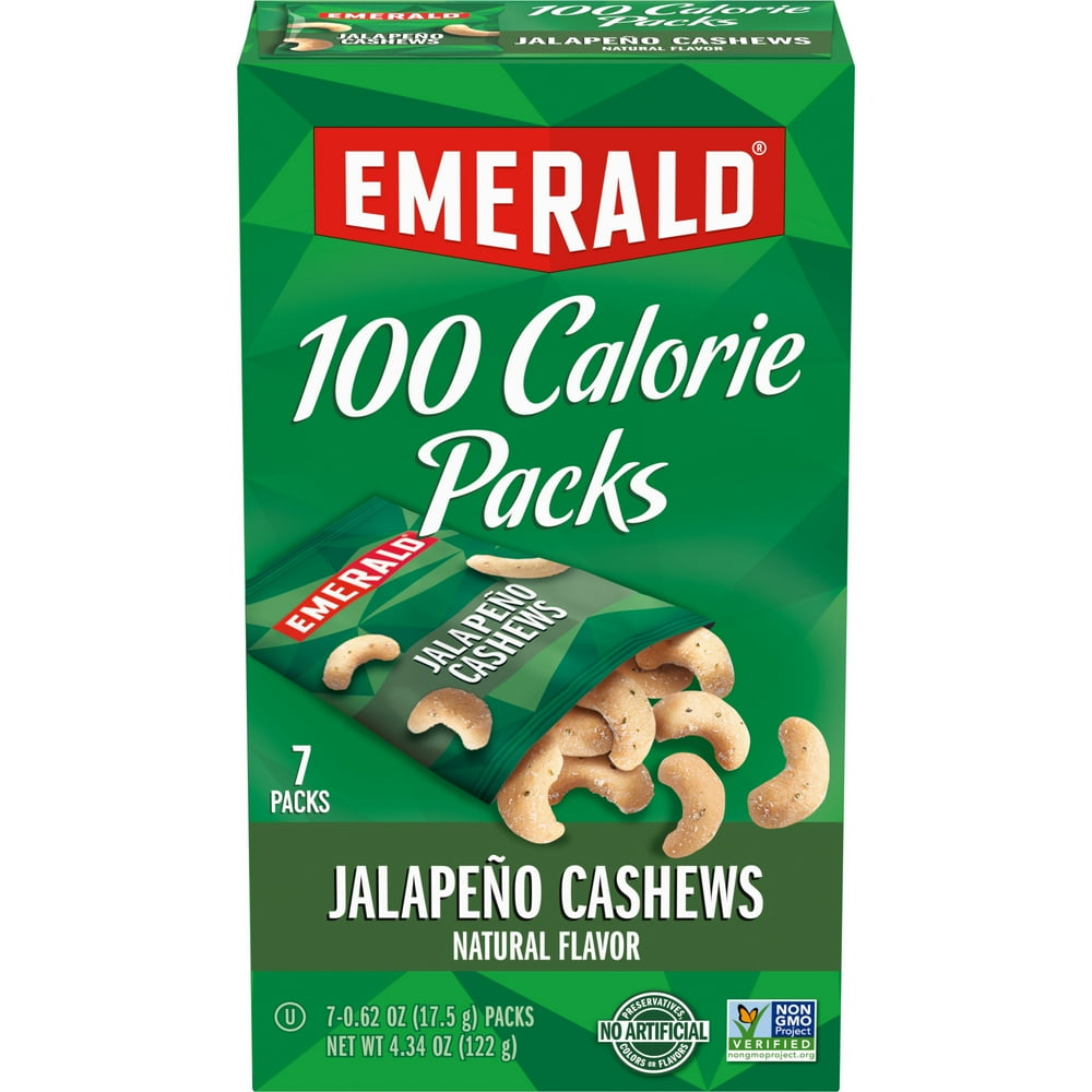 Emerald Nuts Jalapeno Cashews, 100 Calorie Packs, 7 Ct