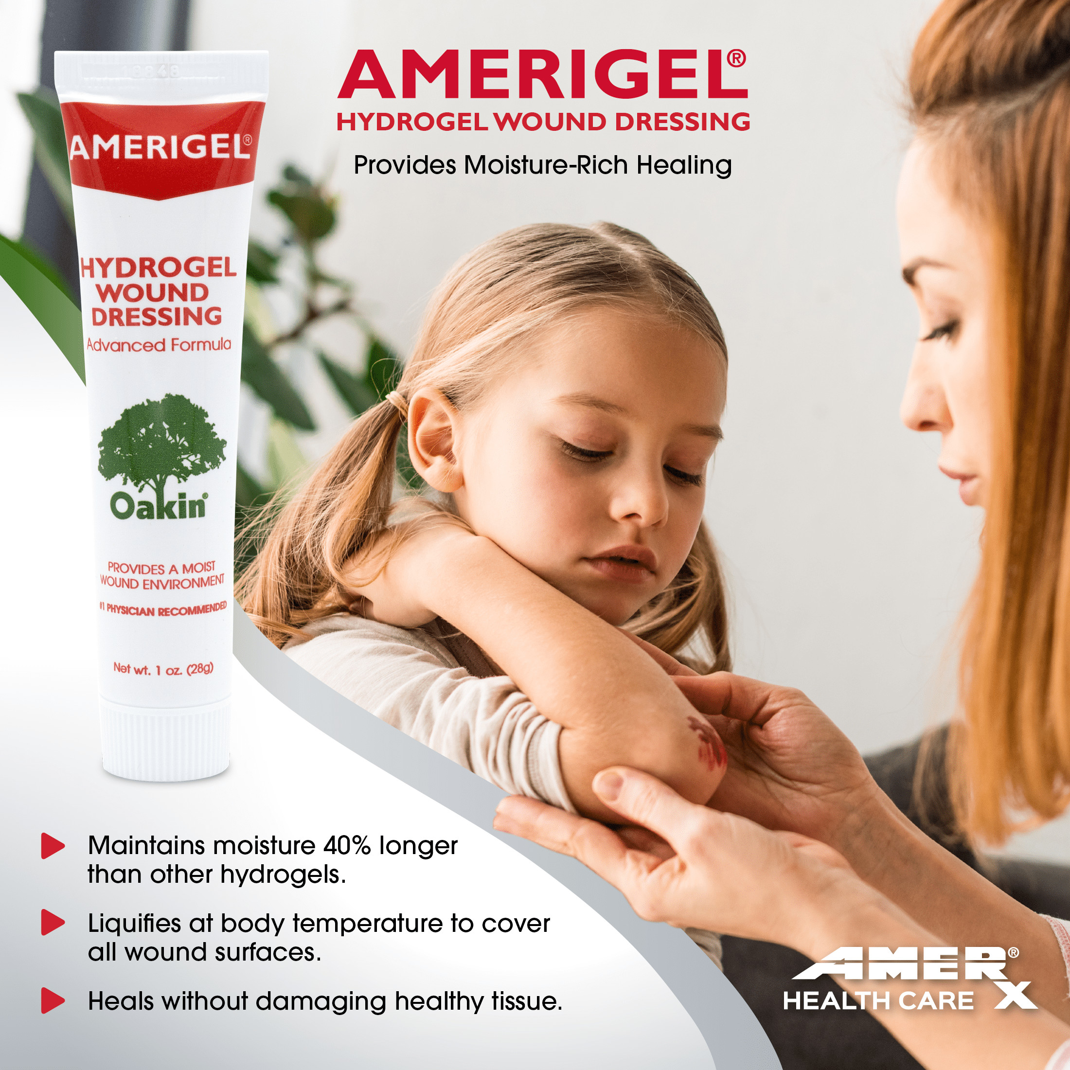 AMERIGEL Hydrogel Wound Dressing with Oakin (3 oz. Tube) – Ulcer Care | Wound Care | First Aid | FSA/HSA Eligible