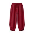 thumbnail image 6 of HAPIMO Drawstring Button Cuff Wide Leg Lounge Sweatpants Women High Waist Soft Pants for Summer and Loungewear Red S, 6 of 7
