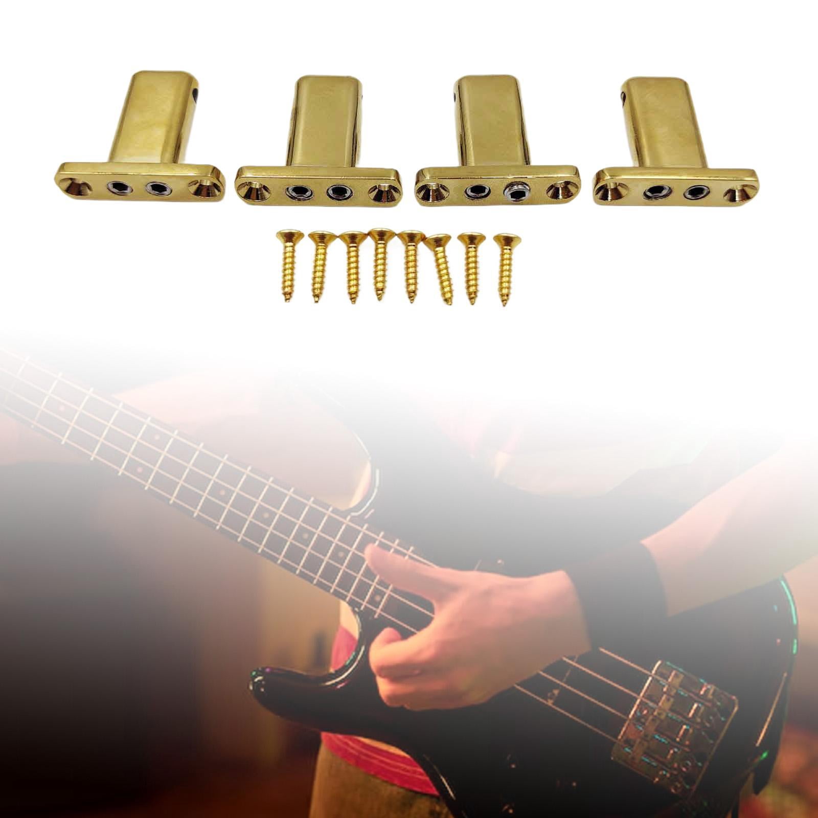JWQFBC 4 String Electric Guitar Nut Locking Bridge with Mounting Screw for DIY Projects Gold