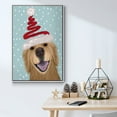 thumbnail image 5 of Christmas Golden Retriever and Spring Santa Hat - Framed Gallery Wrapped Holiday Canvas - 27 x 41 - White Frame, 5 of 8