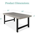 thumbnail image 2 of LINJH  44in Modern Coffee Table Butcher Block Top Large Accent Table, Rectangular Wood Industrial Rustic Coffee Table for Living Room w/ 2in Metal Legs, 3in Tabletop - Gray, 2 of 9
