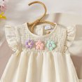 thumbnail image 5 of Baby Girl Clothes Toddler Baby Girl Outfits Floral Baby Girl Summer Clothes 3D Flower Ruffle Sleeveless Smocked Tunic Top Shorts Set Cotton Linen Outfit, 5 of 6