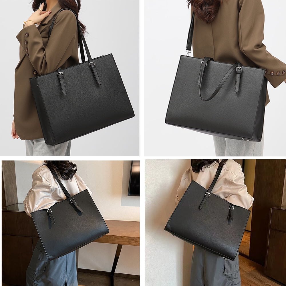 Women Tote Handbag fits 15.6 inches Laptop PU Leather, for Business Work & Travel, Office Shoulder Purse Waterproof Lightweight with Adjustable/Removable Strap