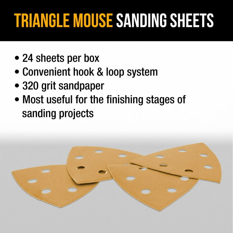 HARSKIYER 30pcs 120 Grit Mouse Detail Sander Sandpaper, Triangle