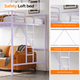 thumbnail image 2 of Ktaxon Loft Bed Queen Size with Flat Rungs, No Box Spring Required,Heavy Duty Metal Slat Support,Purple, 2 of 10