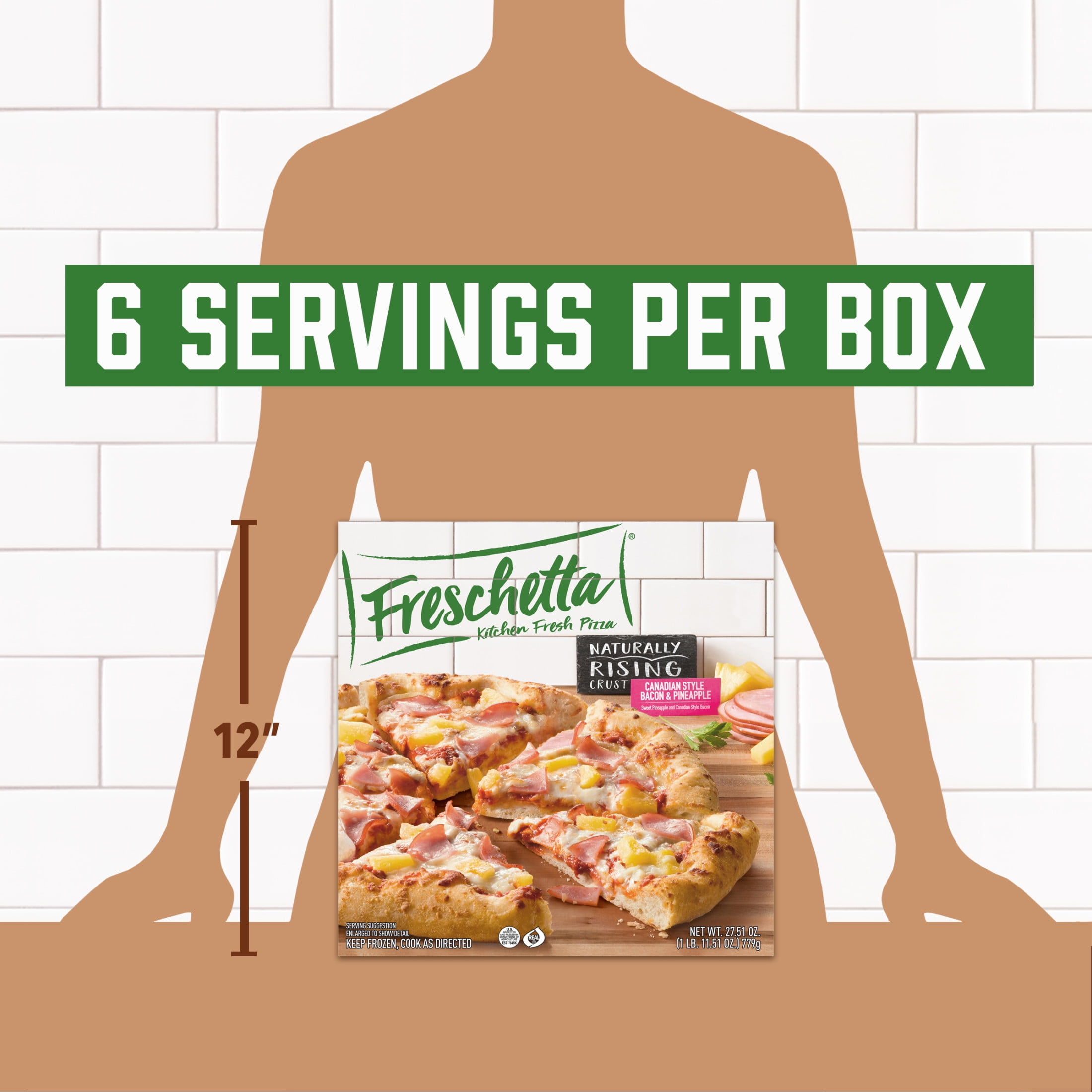 Freschetta Canadian Bacon and Pineapple Naturally Rising Crust Frozen Pizza, 27.5 oz