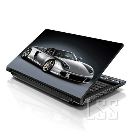 LSS 17 17.3 inch Laptop Notebook Skin Sticker Cover Art Decal For Hp Dell Lenovo Apple Asus Acer Fits 16.5" 17" 17.3" 18.4" 19" with 2 Wrist Pads Free - Silver Porsche Car