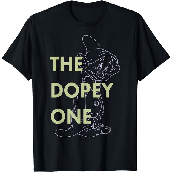 Snow White The Dopey One Outlined Graphic DTG Print Unisex T-Shirt