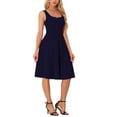 thumbnail image 4 of INSPIRE CHIC Vintage Swing Dress for Women's Sweetheart Neck Sleeveless Fit and Flare Dresses XS Dark Blue, 4 of 6
