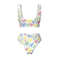 thumbnail image 6 of Rocae Hand Drawn Colored Hearts for Bikini Set for Women Two Piece Sexy High Swimsuits Split Crossover Bikini Small, 6 of 9