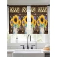 thumbnail image 2 of Sunflower Sheer Curtains 54 Inch Length 2 Panels Set Window Treatments, Yellow Flowers Summer Botanical Wooden Retro Art Rod Pocket Semi Curtains for Living Room/Bedroom/Kitchen Décor, 104"W x 54"L, 2 of 7