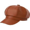 thumbnail image 7 of CoCopeaunts Solid Color Newsboy Cap Adjustable Faux Leather Octagonal Cap Female Short Brim Beret Hat Autumn Winter Hats, 7 of 7