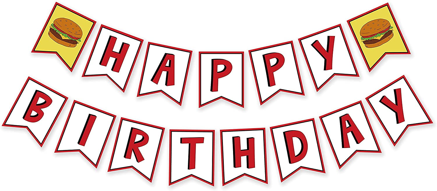Hamburger Inspired Happy Birthday Banner, Bob's Cheeseburger Bday Sign ...