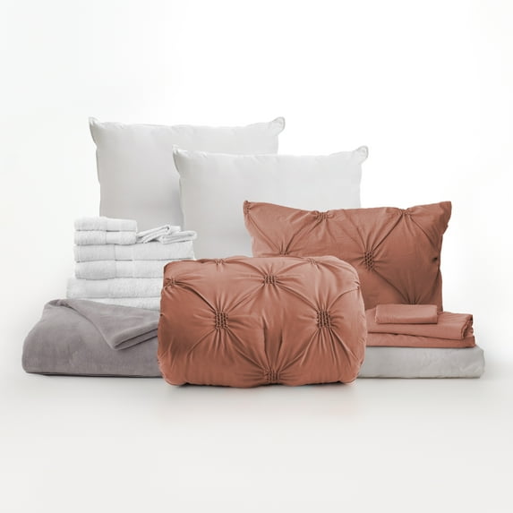 Dawn Artistry College Bundle in Washed Rose, 17-Piece Dorm Room Set, Twin XL Bedding, Cotton Towels and More