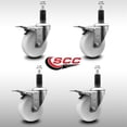 thumbnail image 2 of 4 Inch SS Nylon Swivel 1-1/8 Inch Expanding Stem Caster Set Total Lock Brake, 2 of 2