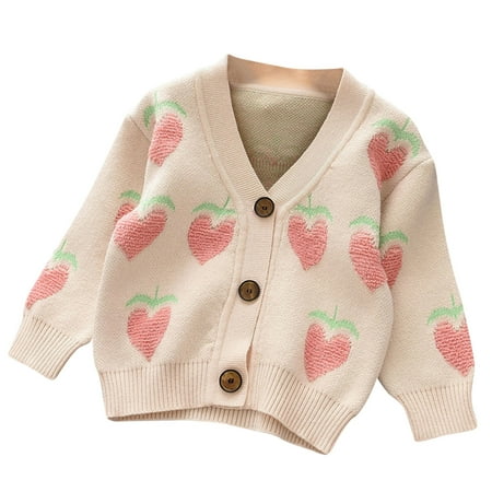 

nsendm Girls Dance Sweatshirt Toddler Girls Winter Cute Fruit Prints Sweater Long Sleeve Warm Baby Sweater Cape White 5-6 Years