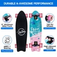 thumbnail image 2 of BELEEV Cruiser Skateboards for Beginners, 7 Ply Canadian Maple Double Kick Deck Concave Skateboard with Skate T-Tool, 27 x 8 inch Complete Skateboard for Kids Teens Adults, Pink, 2 of 10