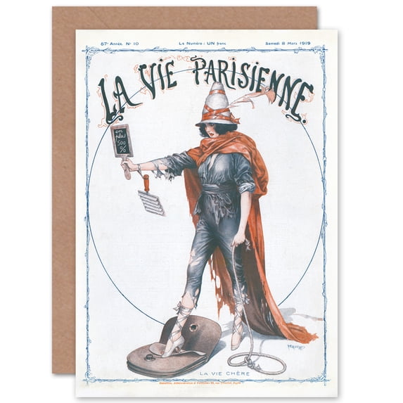 La Vie Parisienne Herouard La Vie Chere Magazine Cover Greetings Card Plus Envelope Blank inside