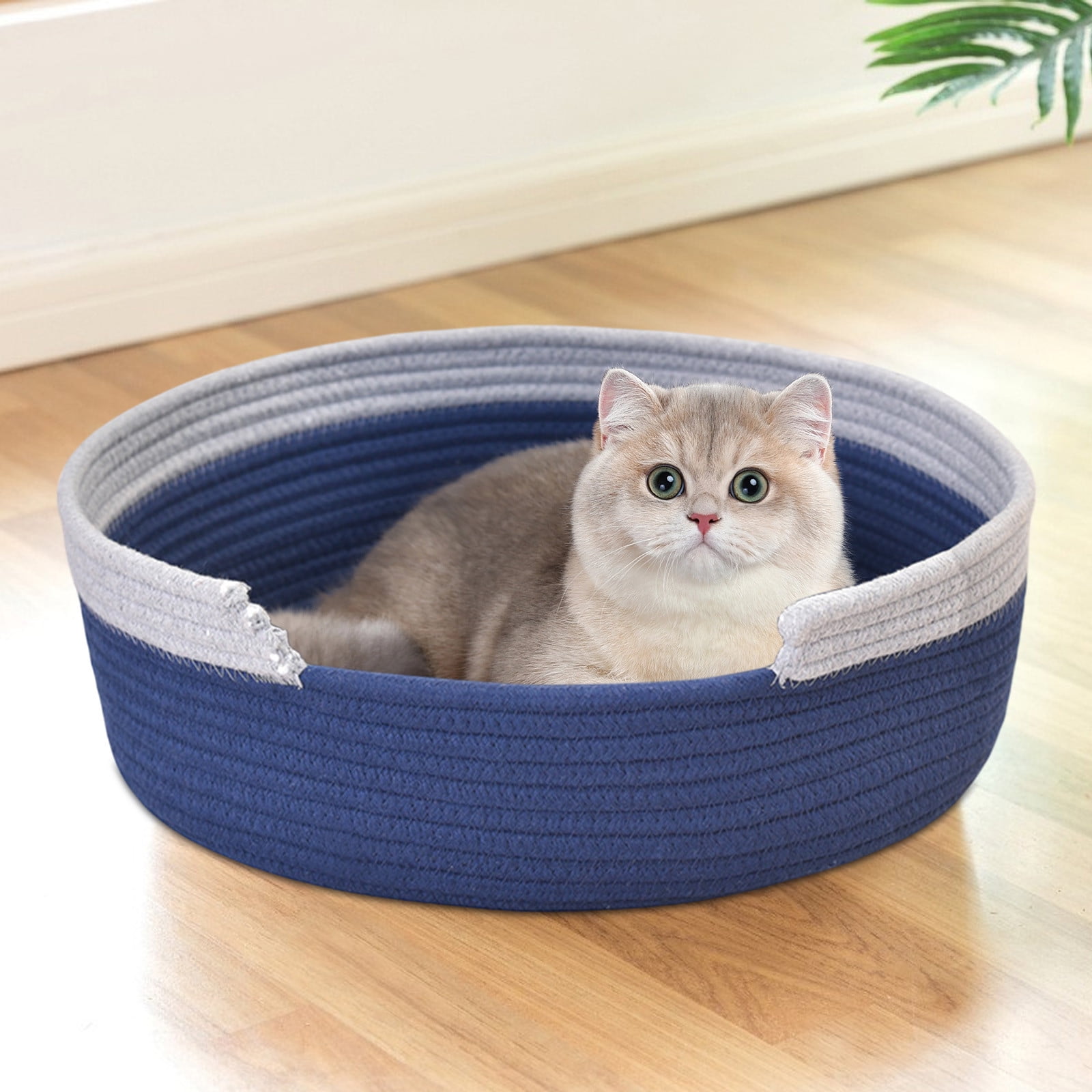Gnmfd Cats and Dog Nests Small Pet Round Rope Bed Hand Woven Extra Large Cozy Space, Soft Comfortable Durable, Stuffed Animal Storage, Wear and Scratch Resistant, Summer Home Pet Decor