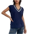 thumbnail image 2 of Ashirexll Womens Summer Tops Solid Color V-Neck Tank Top with Contrast Diamond Pattern Sleeveless Sweater, 2 of 4
