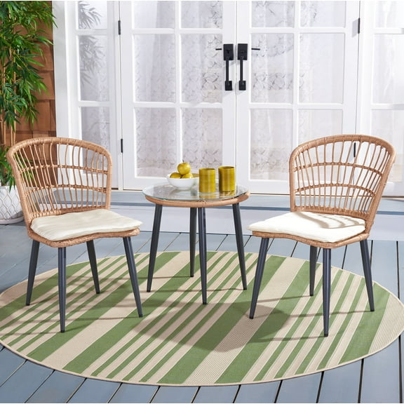 Safavieh Prenza Outdoor Patio 3 Pc Bistro Set - Natural/Beige