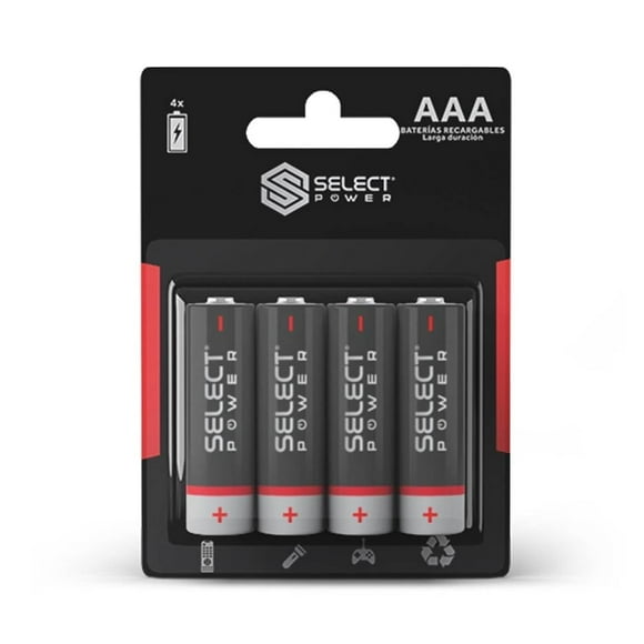 Pilas Recargables Select Power AAA 4 Piezas