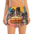 thumbnail image 2 of Gukieu Psychedelic Band Hotdog Art Print Women's Sports Shorts with Drawstring Elastic Waistband for Running, Yoga, Fitness-Large, 2 of 7