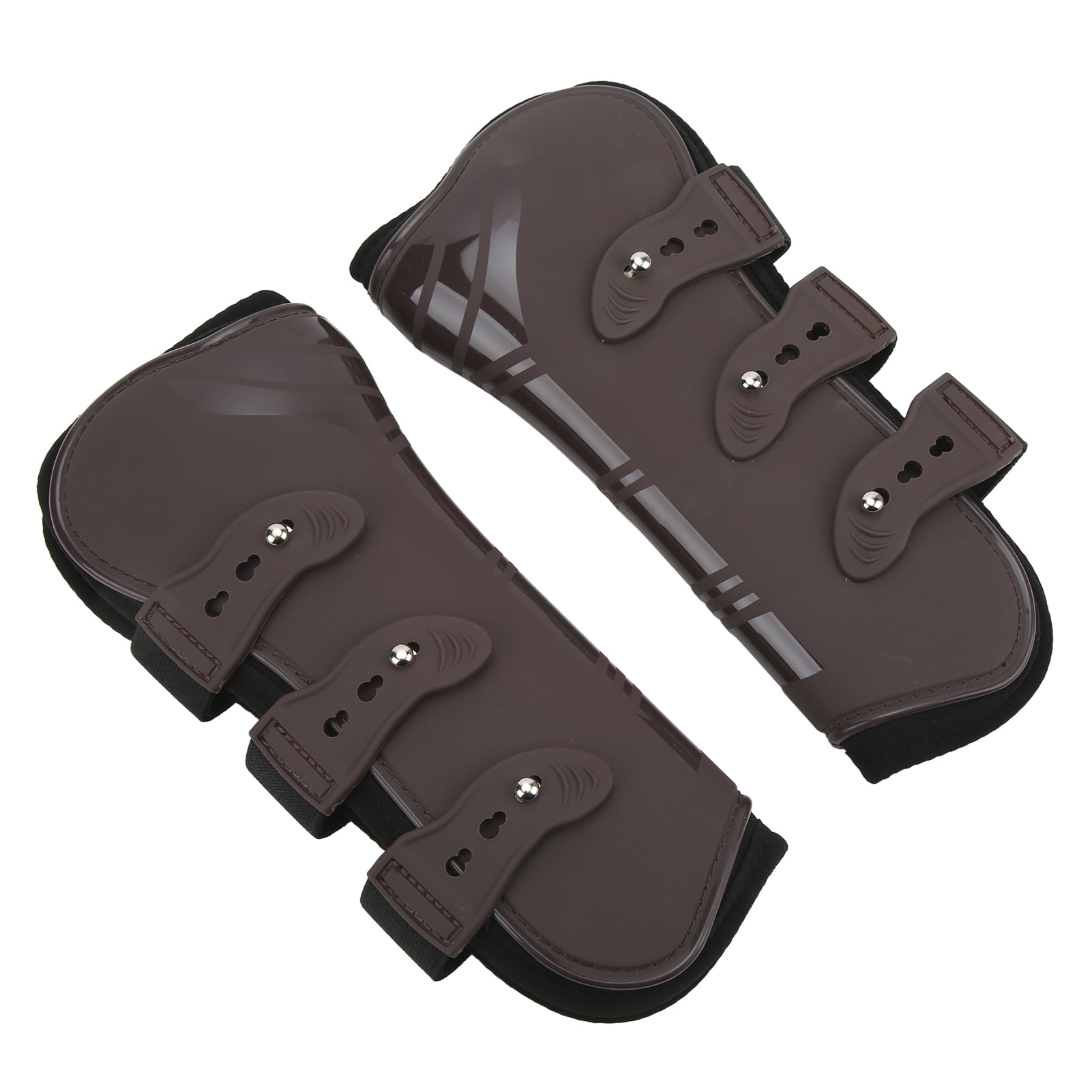 YAHHU 2Pcs PU Neoprene Horse Front Leg Guard Boots, Protective Equestrian Riding Jumping Tendon Support Boots with Hook & Loop Fastener, Brown, Size XL (10.24 inches / 26 cm)