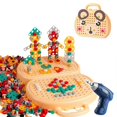 thumbnail image 1 of Juego de herramientas educativas de madera con taladro para niños, regalo para niños, bloques de construcción, 1 of 4