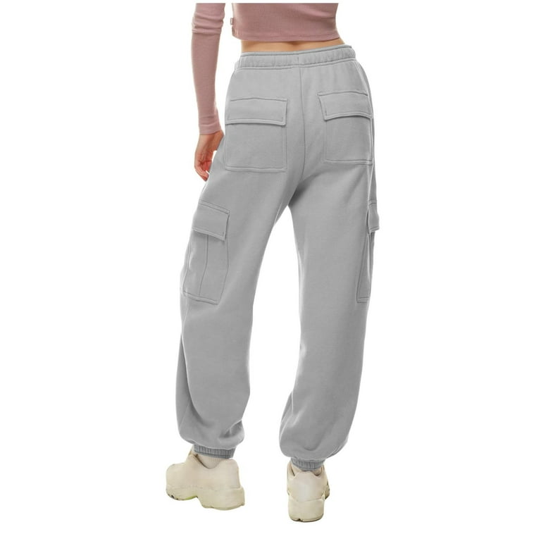 Wyongtao Women's Joggers Pants Drawstring Running Sweatpants with Pockets  Lounge Wear,Gray M