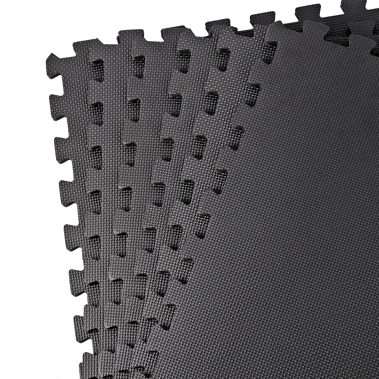 Interlocking EVA Foam Floor Mats 24"x24", 6-Piece Set, Shock-Absorbing, Non-Slip, Waterproof Exercise Tiles for Home Gym, Workout, Martial Arts & Playroom, Lightweight 4 Sq. Ft per Tile – Black