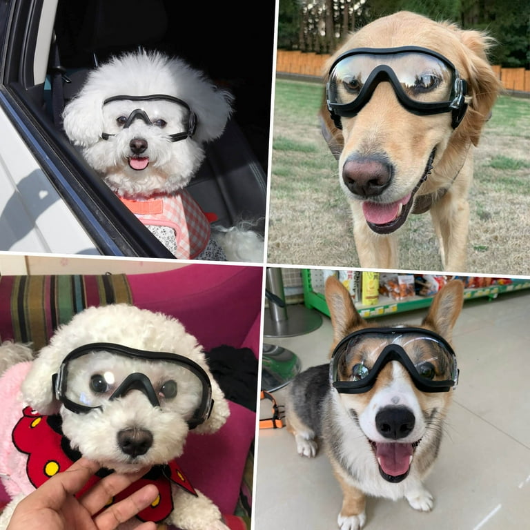 PETLESO Dog Goggles Sunglasses Waterproof with Adjustable Strap for Medium to Large Dog Clear Walmart
