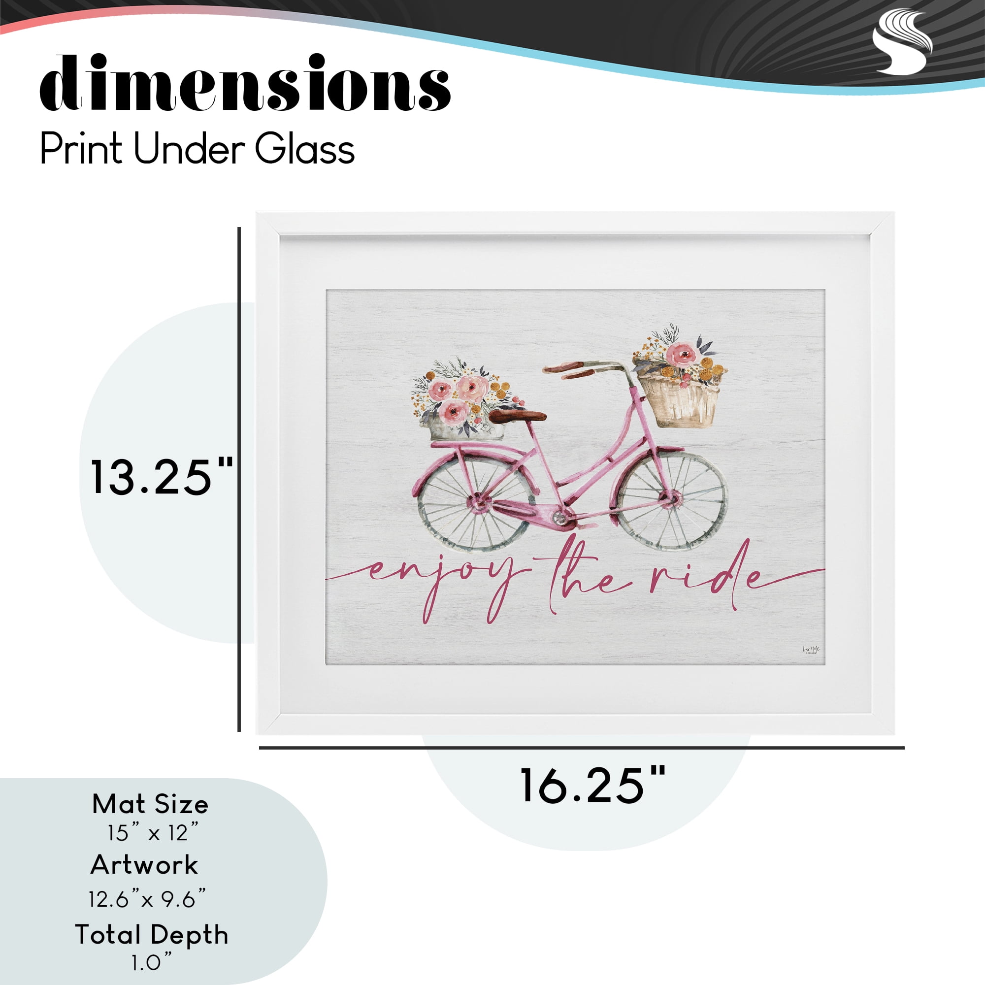 Stupell Industries Enjoy The Ride Bicycle White Framed Print Under Glass, design by Lux + Me Designs