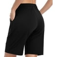 thumbnail image 5 of Charmo Women Bermuda Shorts with Pockets Athletic Knee Length Workout Biker Shorts, 5 of 7